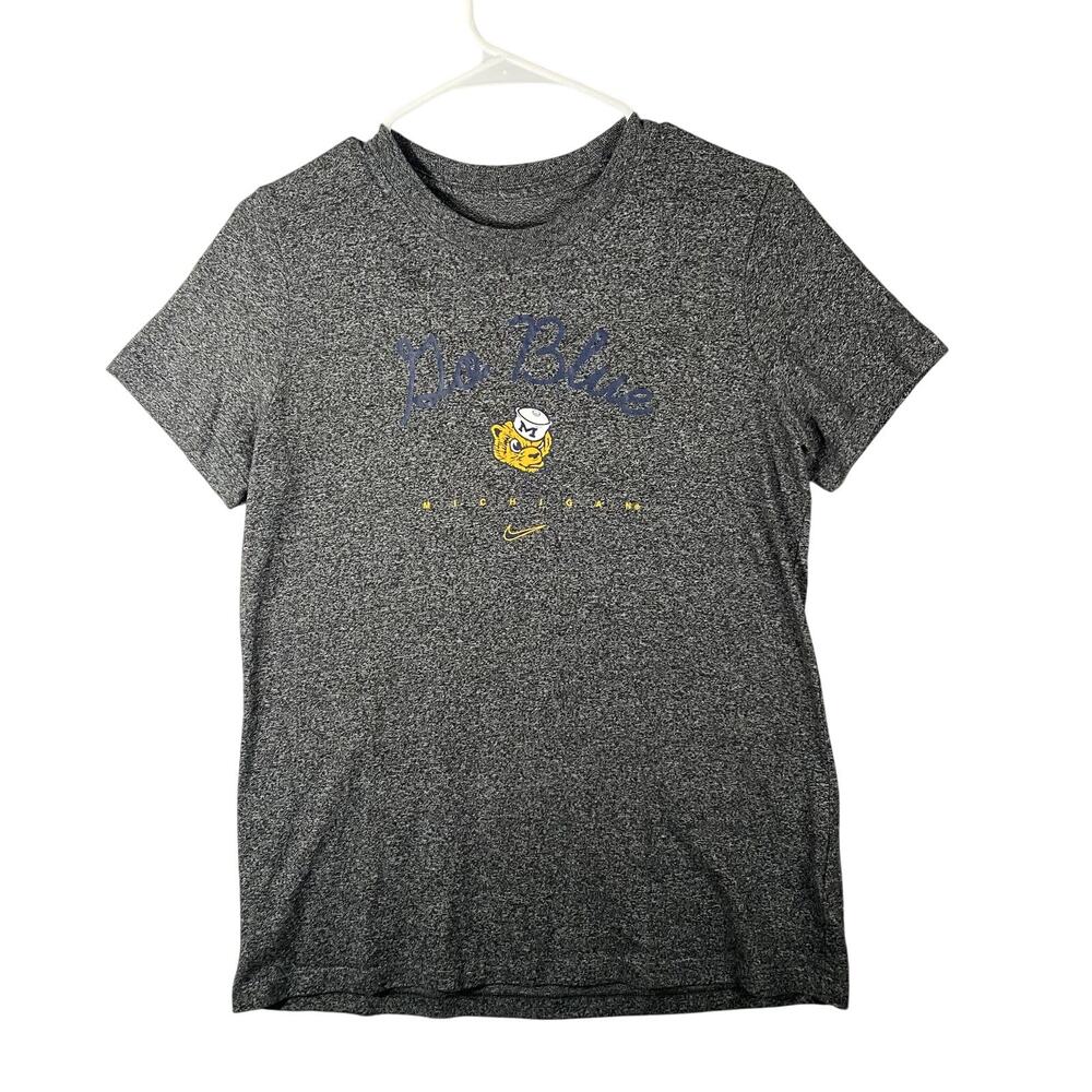 Nike Tee University of Michigan U of M Go Blue T Shirt Gray Size Medium